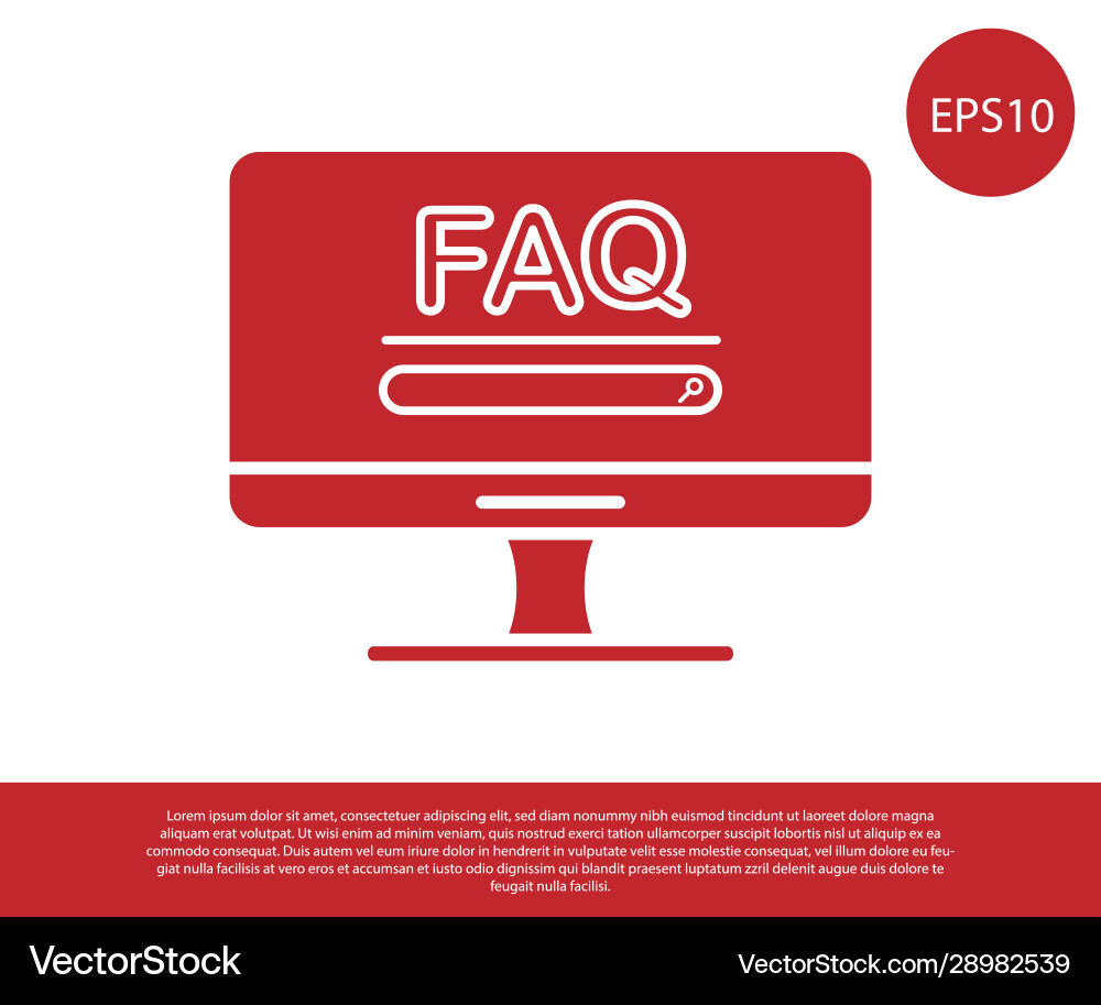 Roter Computermonitor mit Text faq Informationen Roter Computermonitor mit Text faq Informationen vektorbild