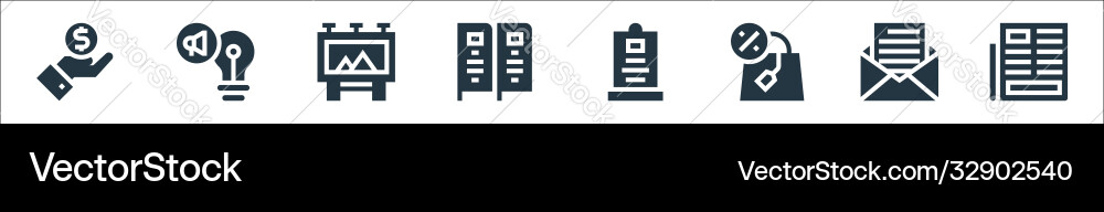 Advertisement line icons linear set quality Advertisement line icons linear set quality vector image