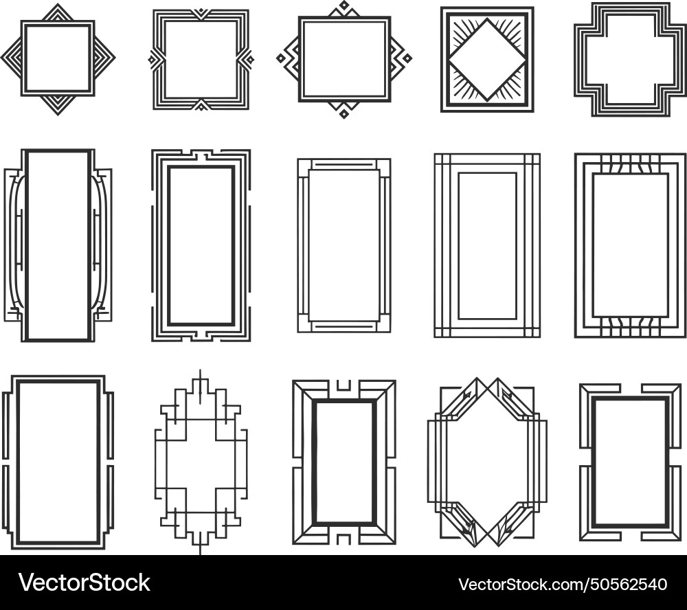 Art deco linear frames ornate simple line artdeco Vector Image