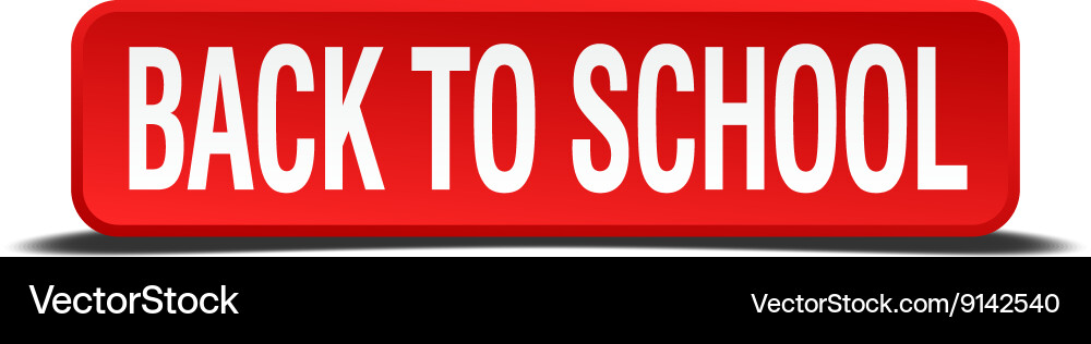 Back to school red three-dimensional square button vector image