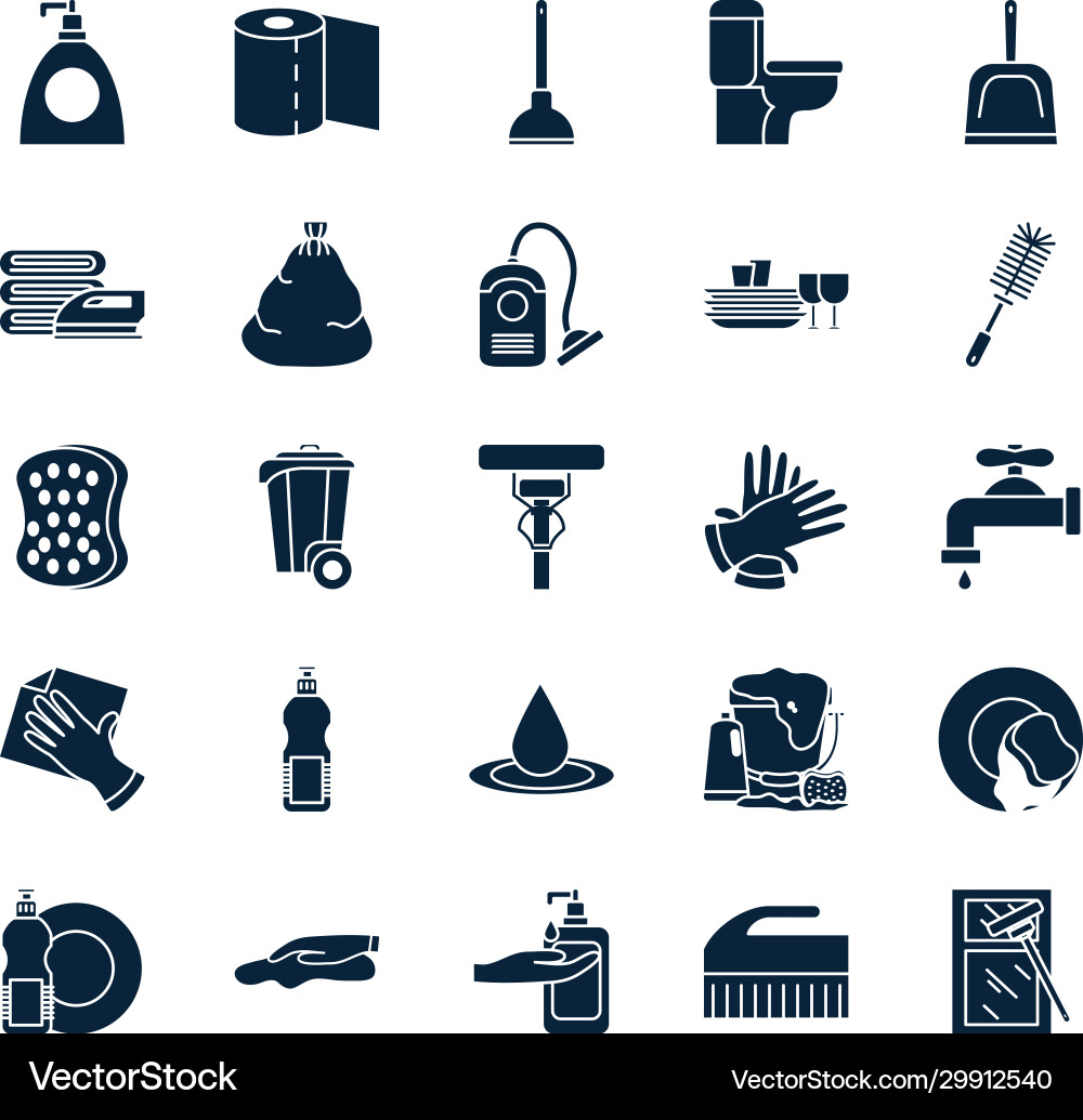 Cleaning service silhouette style icon set Cleaning service silhouette style icon set vector image