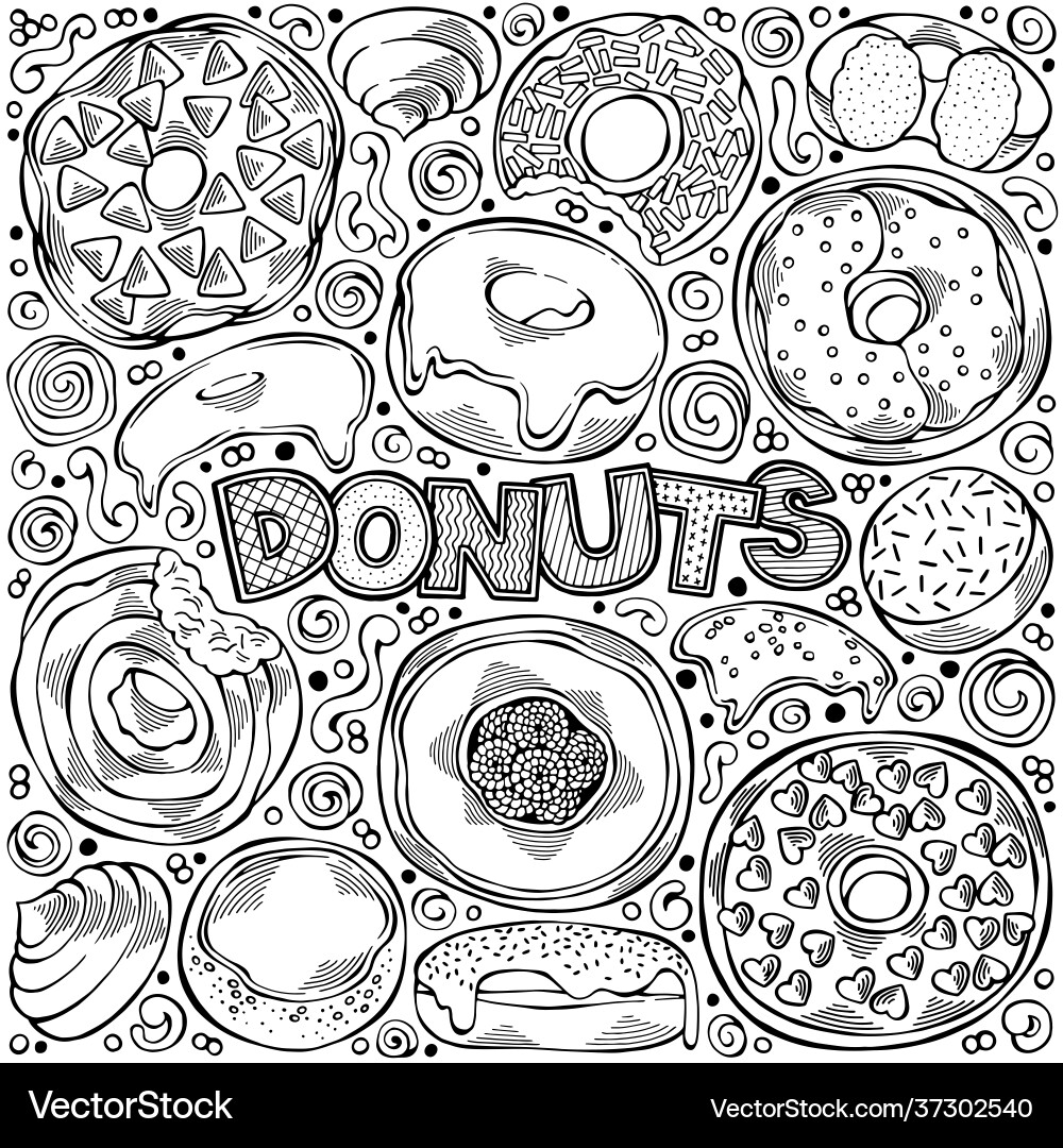 Collection with objects and symbols donuts Vector Image