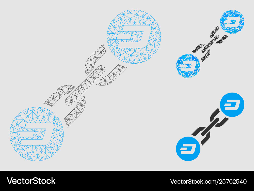 Dash blockchain mesh wire frame model Dash blockchain mesh wire frame model vector image