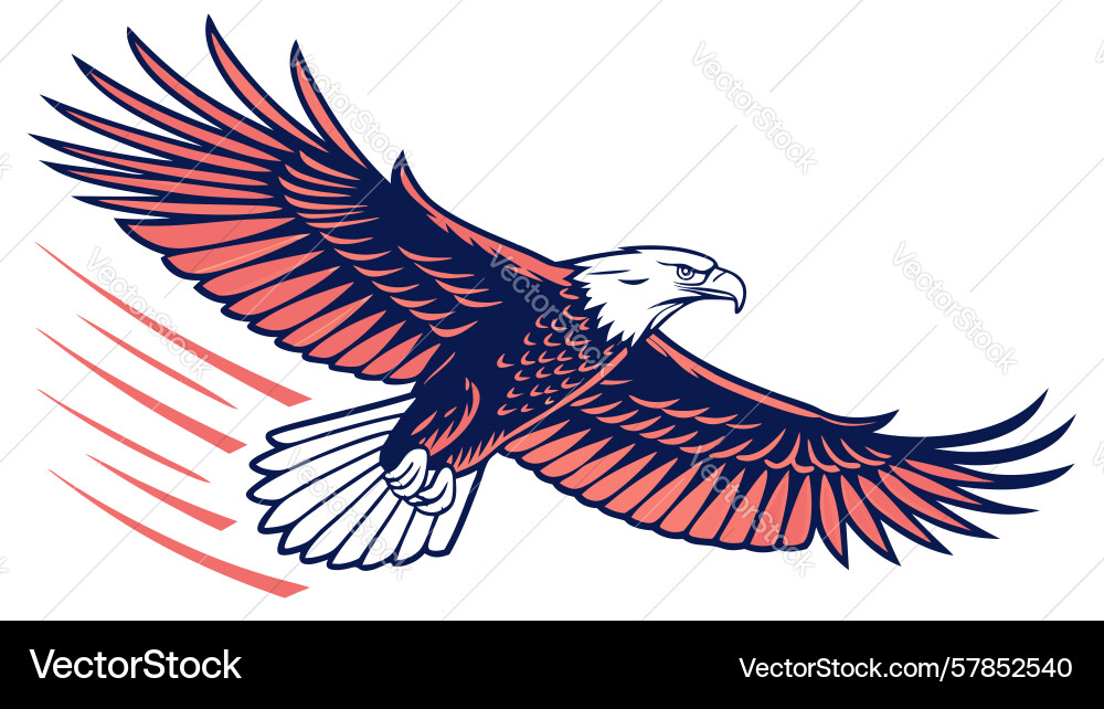 Dynamic eagle in dive with speed lines embodying Vector Image