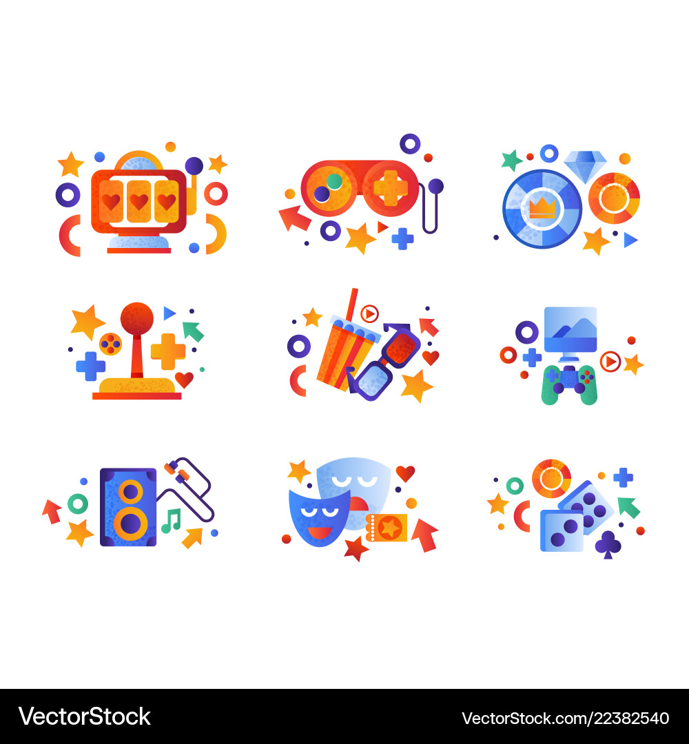 Entertainment symbols set slot machine game Entertainment symbols set slot machine game vector image