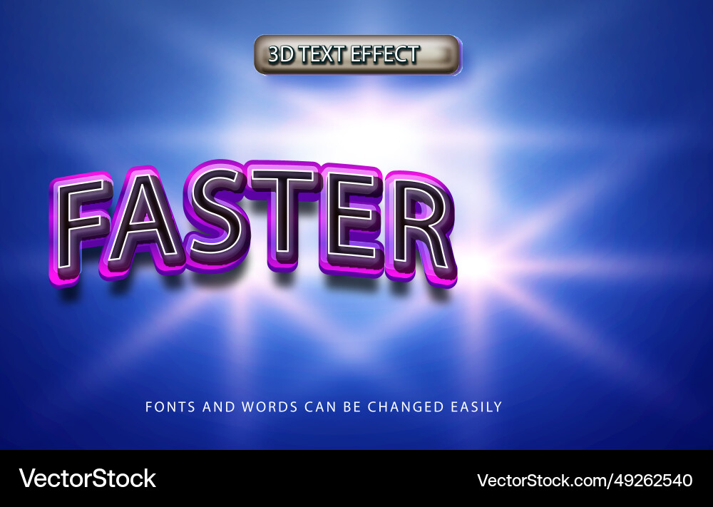Faster 3d editable text effect style vector image