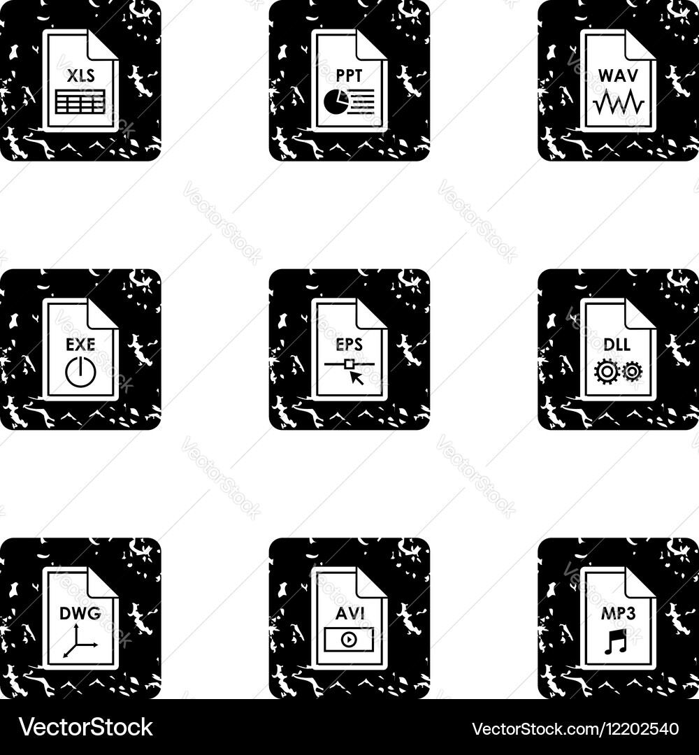 Files icons set grunge style vector image