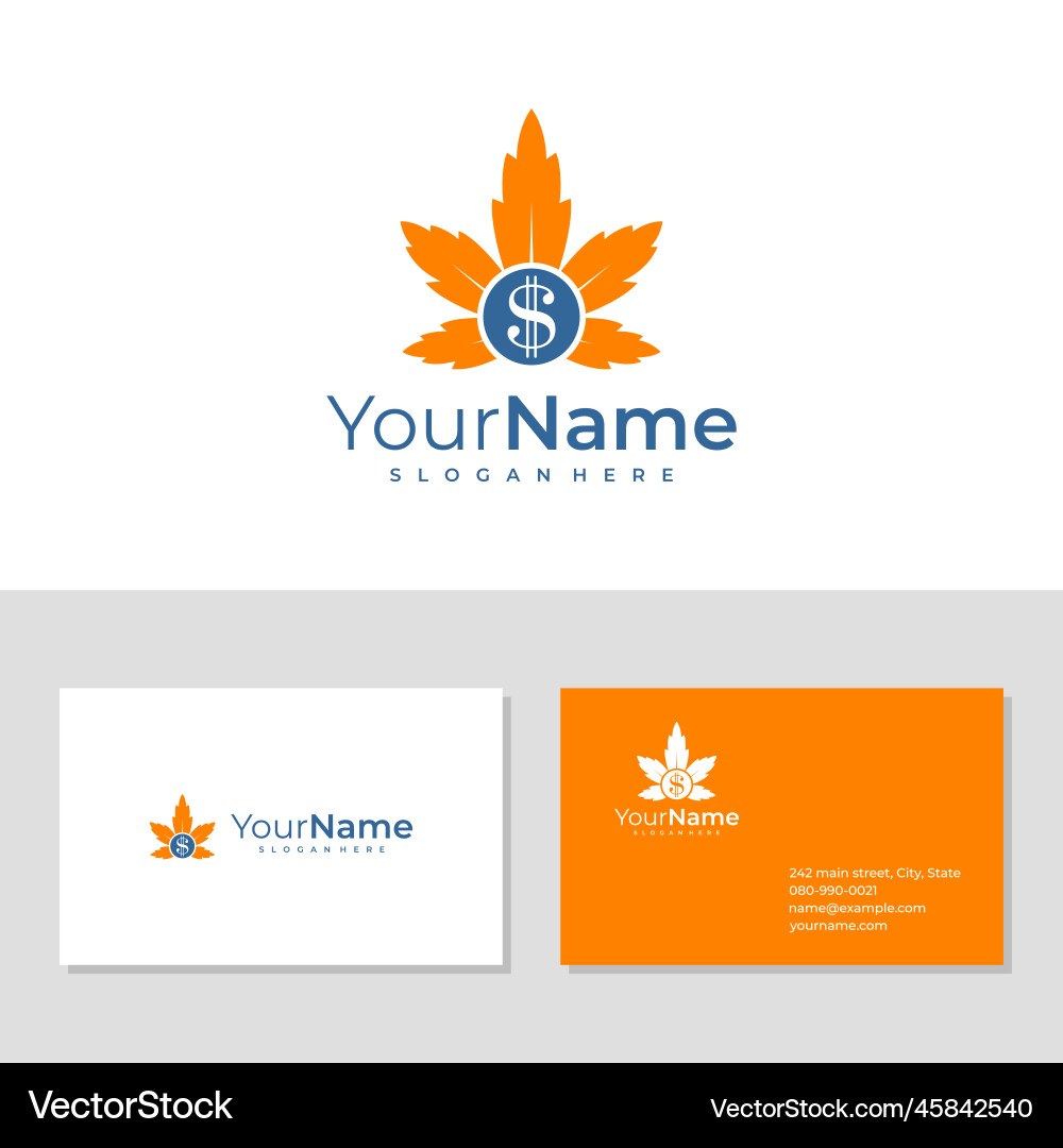 Geld Cannabis Logo mit Visitenkartenvorlage Geld Cannabis Logo mit Visitenkartenvorlage vektorbild