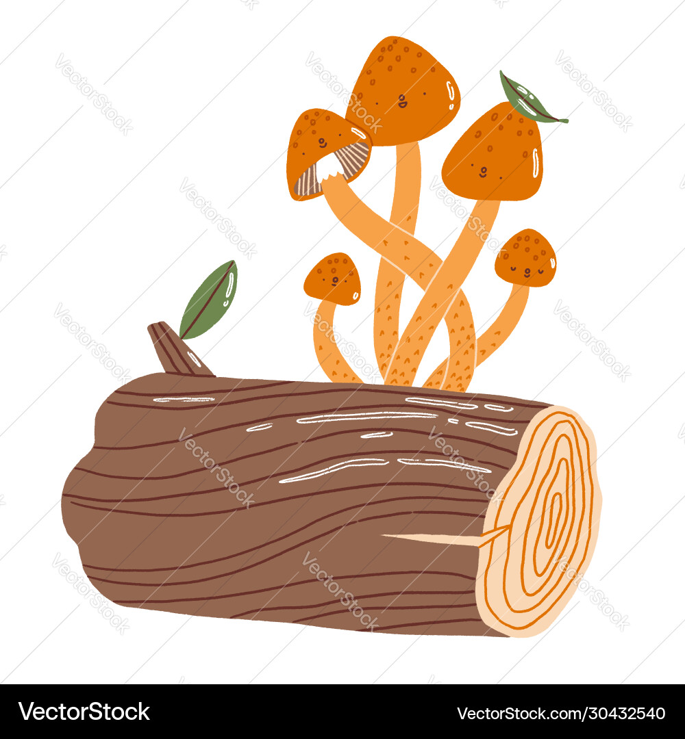 Mushrooms on a log characters Mushrooms on a log characters vector image