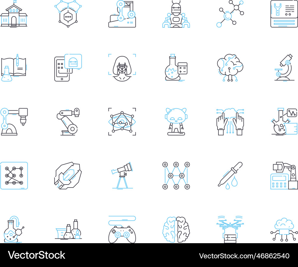 Nuclear energy linear icons set fission fusion Nuclear energy linear icons set fission fusion vector image
