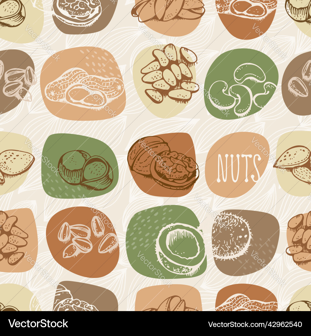 Nuts set seamless pattern various Nuts set seamless pattern various Vector Image