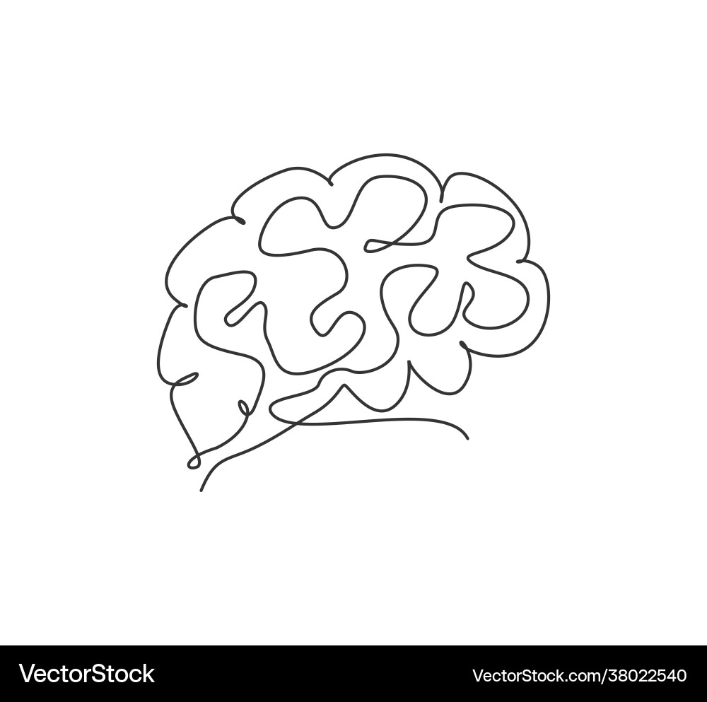 One single line drawing brain from side view Vector Image
