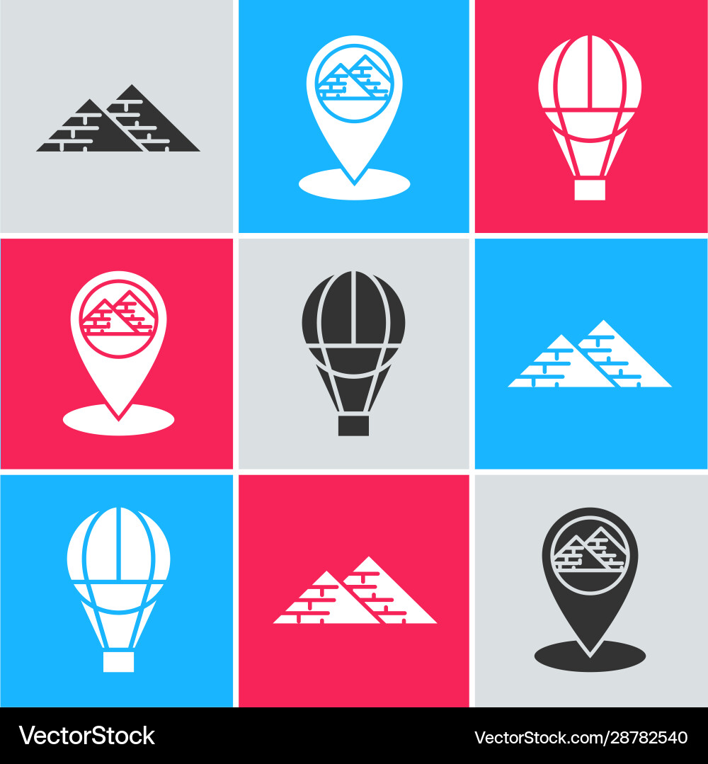 Set egypt pyramids map pointer Set egypt pyramids map pointer vector image