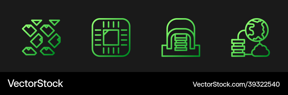 Set line hangar with servers data stream Set line hangar with servers data stream vector image