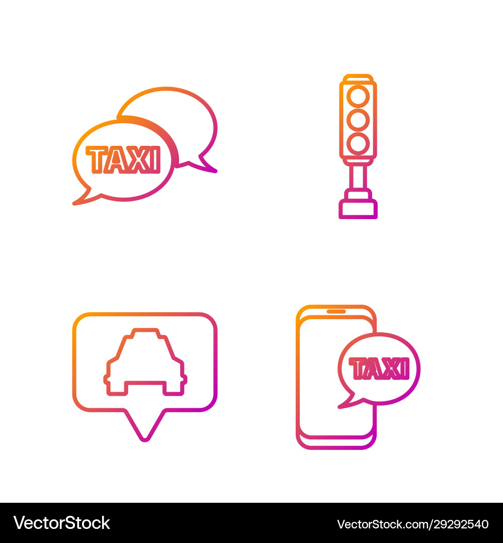 Set line taxi call telephone service map pointer Vector Image