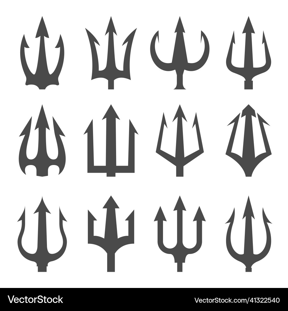 Set of devil tridents collection satan staff Set of devil tridents collection satan staff vector image