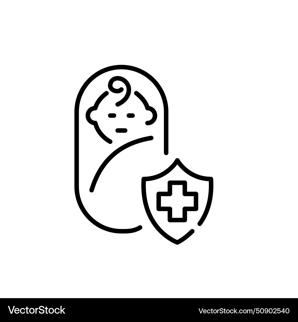 Swaddled infant in blanket and insurance symbol Swaddled infant in blanket and insurance symbol vector image