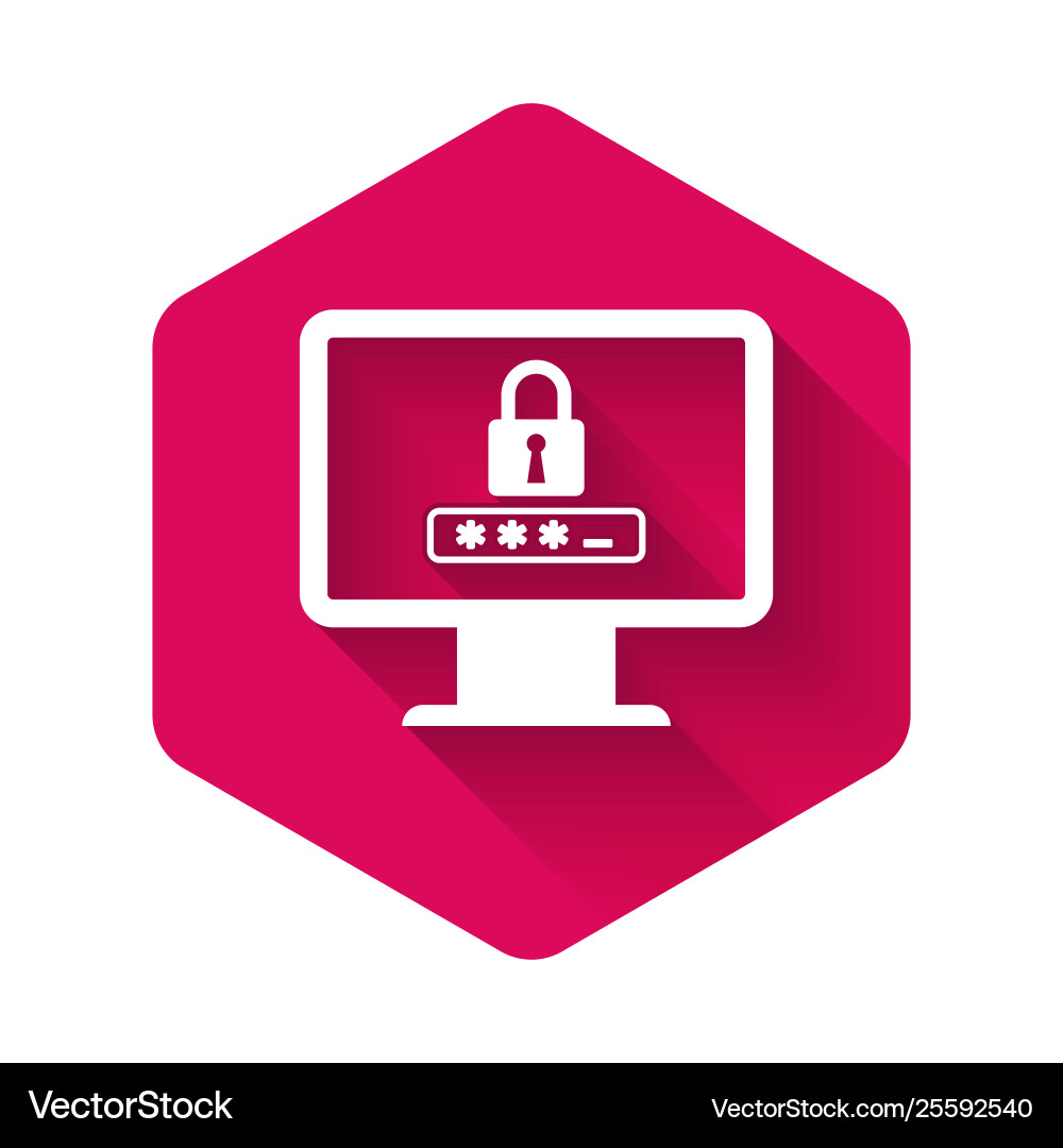 White monitor with password notification and lock White monitor with password notification and lock vector image