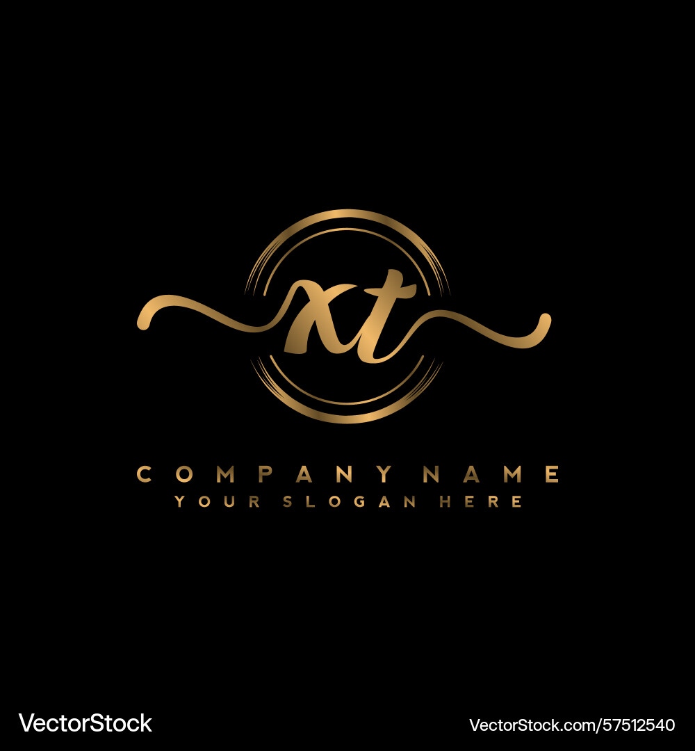 Xt initial handwriting logo with circular wave Vector Image