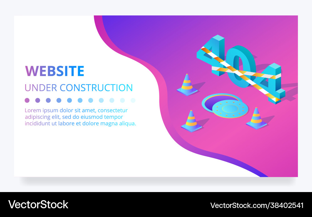404 error web site under construction page 404 error web site under construction page vector image