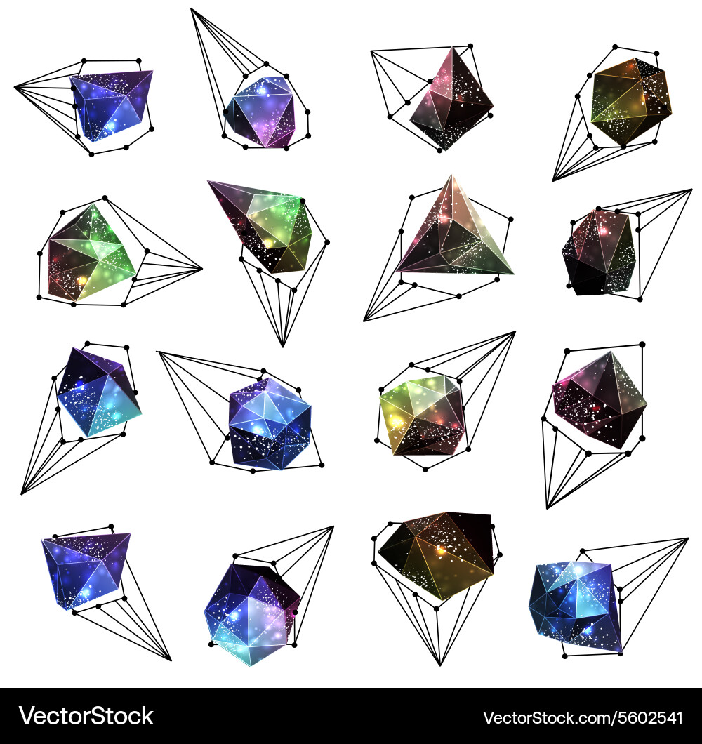 Abstract polygonal label design elements vector image