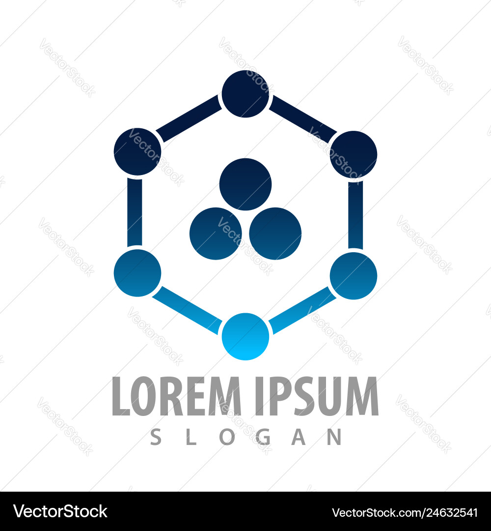 Circular point on hexagon line concept design vector image