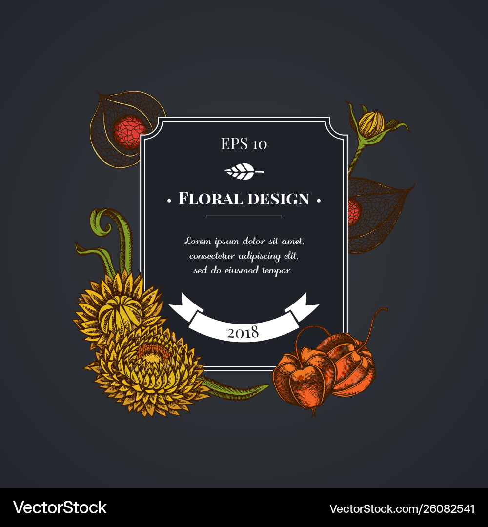 Dark Badge Design mit schwarzem Caraway helichrysum Dark Badge Design mit schwarzem Caraway helichrysum vektorbild