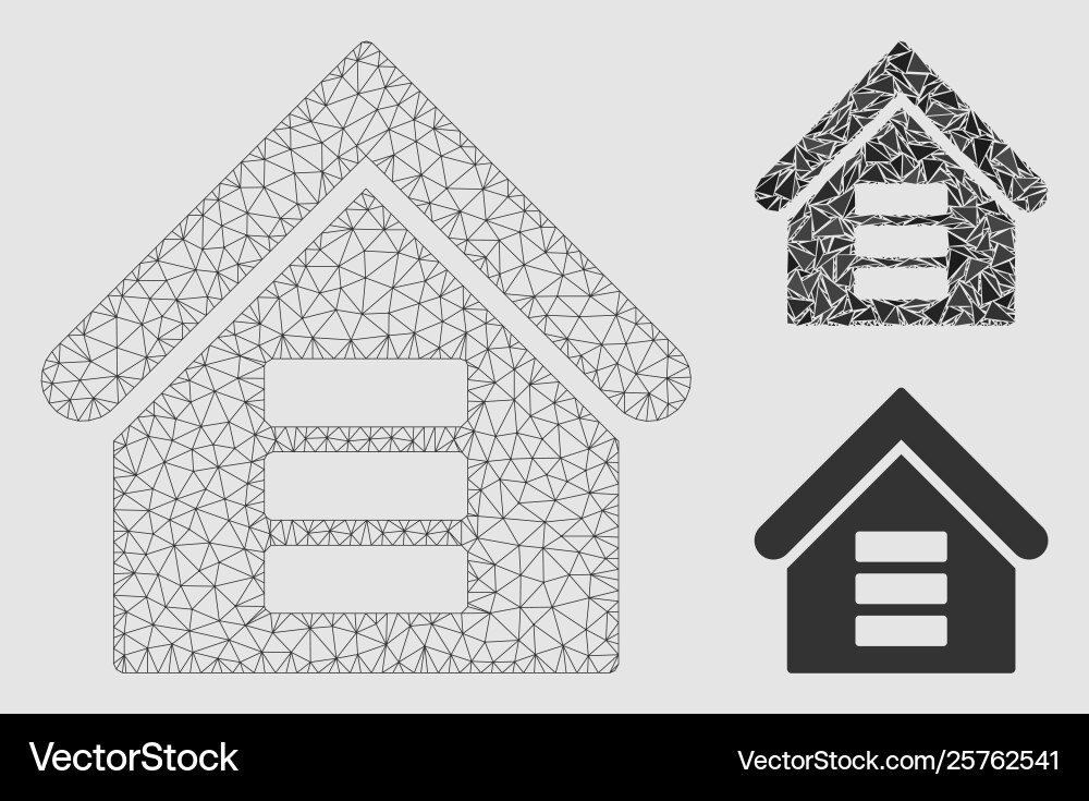 Data center building mesh network model Data center building mesh network model vector image