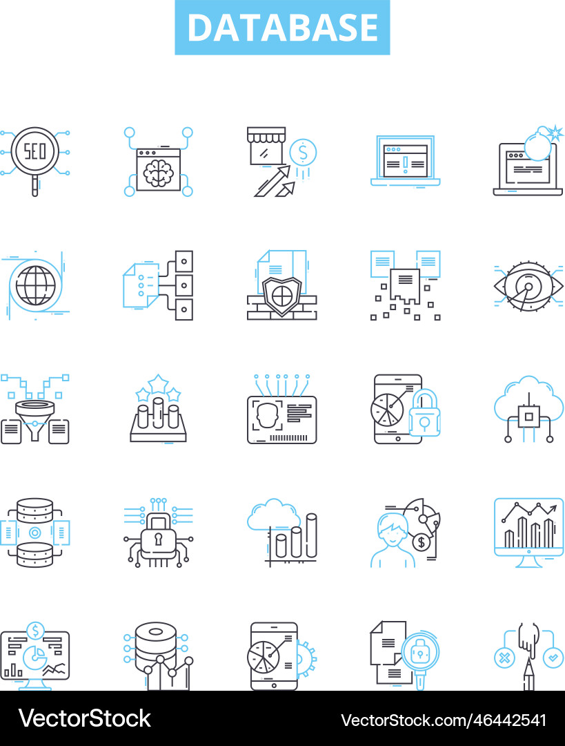 Database line icons set sql Vector Image
