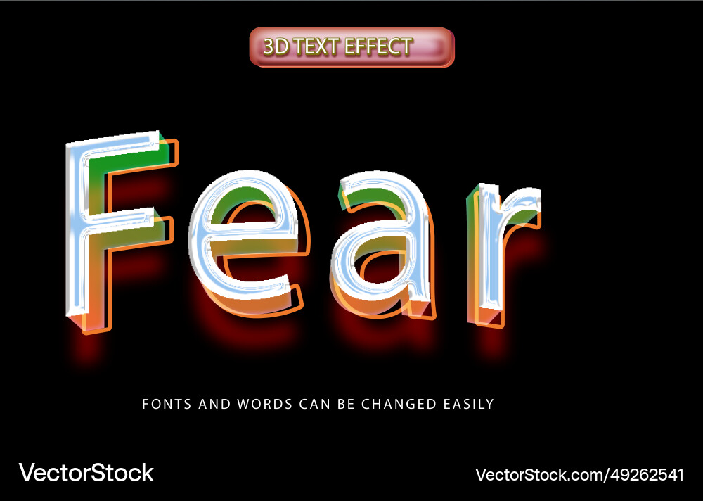 Fear 3d editable text effect style Fear 3d editable text effect style vector image