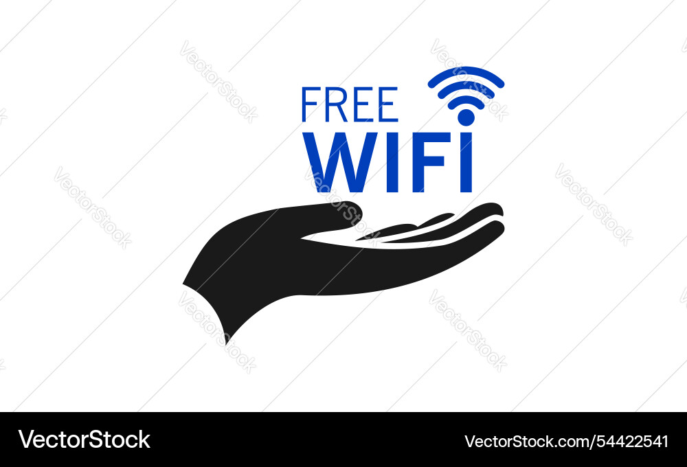 Free wifi hand holding a wireless internet Free wifi hand holding a wireless internet Vector Image