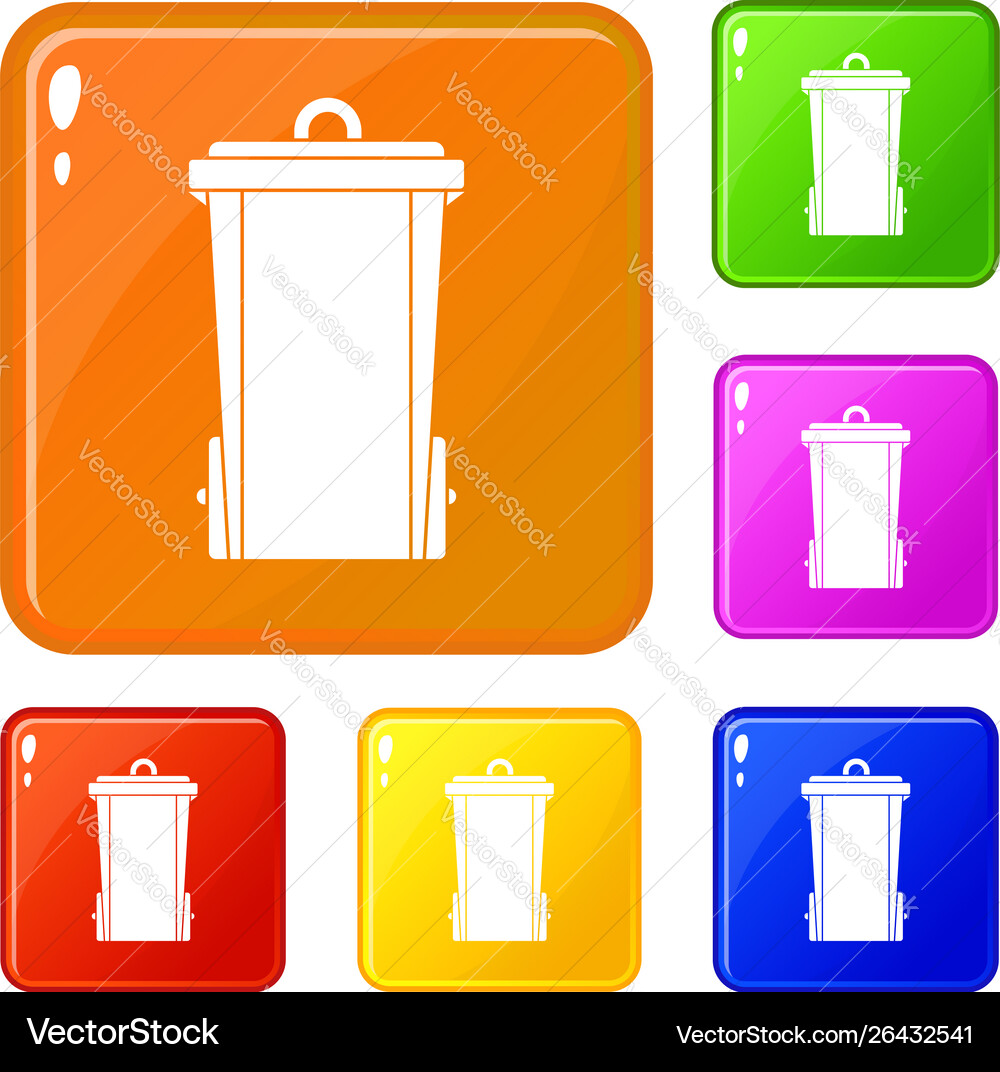 Garbage bin icons set color Garbage bin icons set color vector image