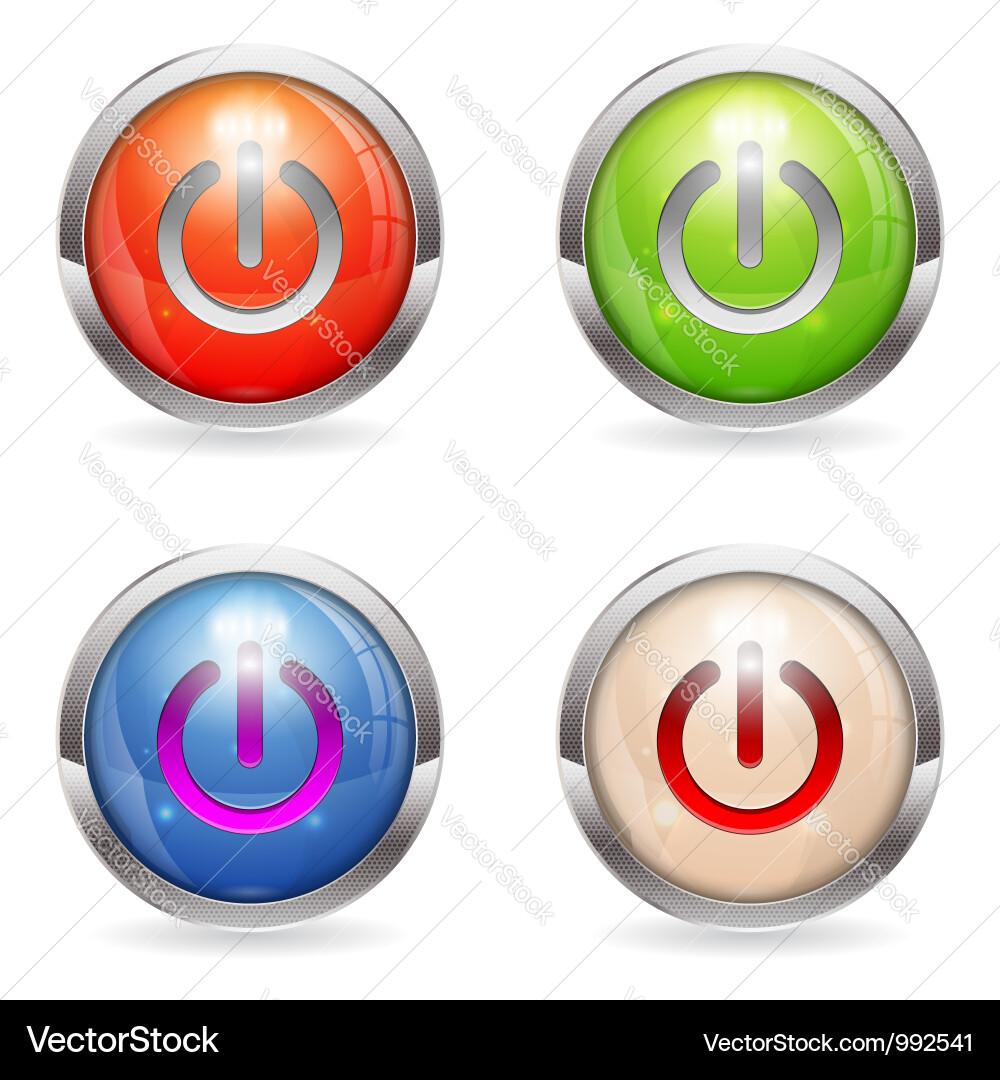 Glossy Round Button with Switch Icon vector image
