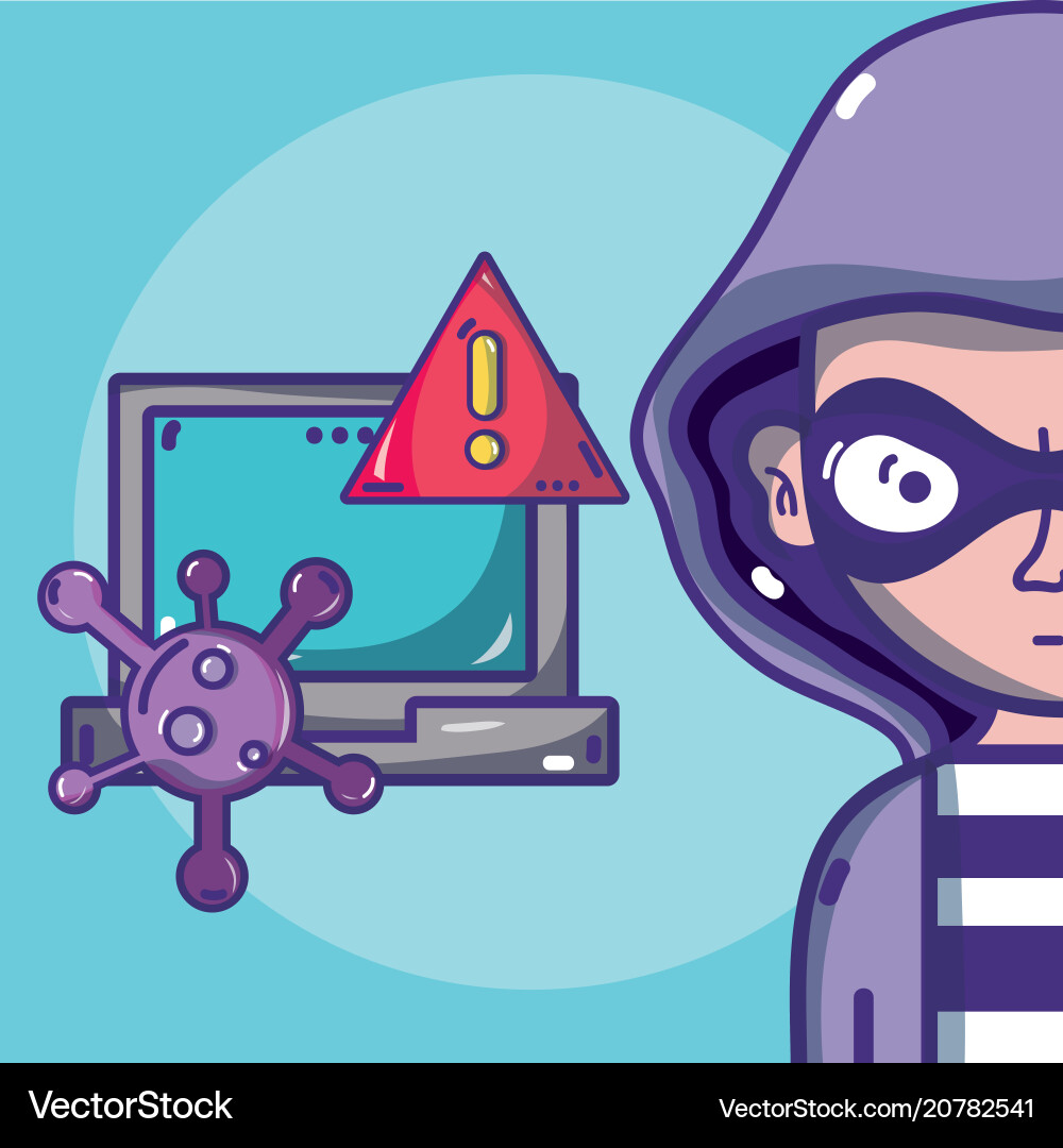 Hacker with symbols cartoons Hacker with symbols cartoons vector image