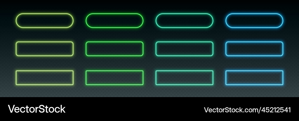 Neon Button Frames - Glowing Borders vector image