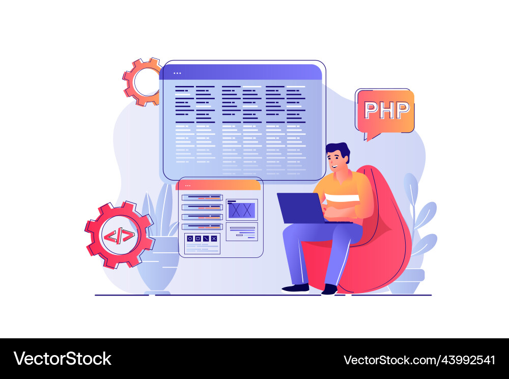Programmer Working Scene - Tech Collaboration vector image