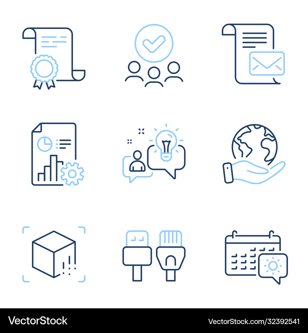 Report mail letter and idea icons set computer vector image
