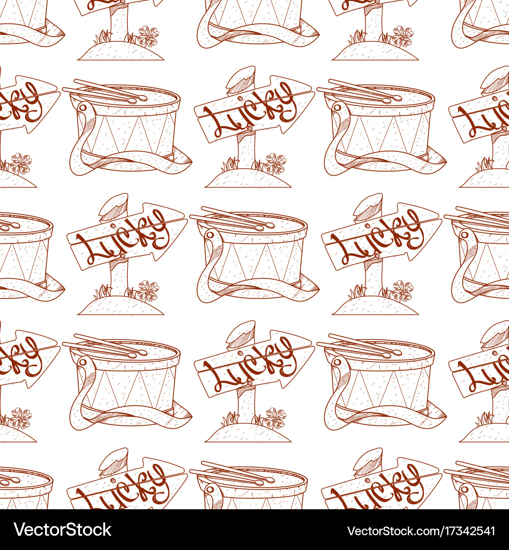 Seamless pattern with a drum and wooden pointer vector image