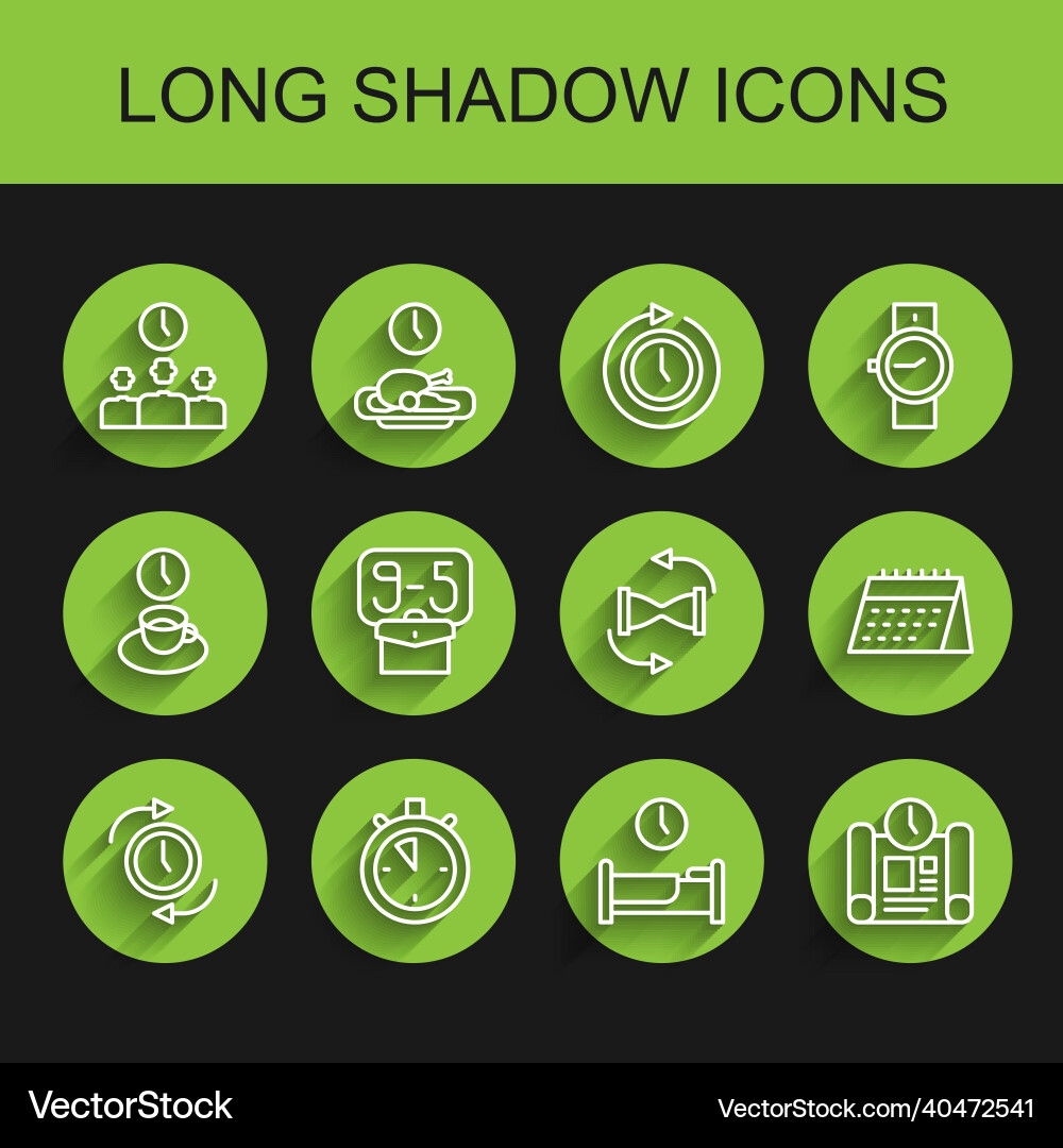 Set line clock with arrow stopwatch time Set line clock with arrow stopwatch time vector image