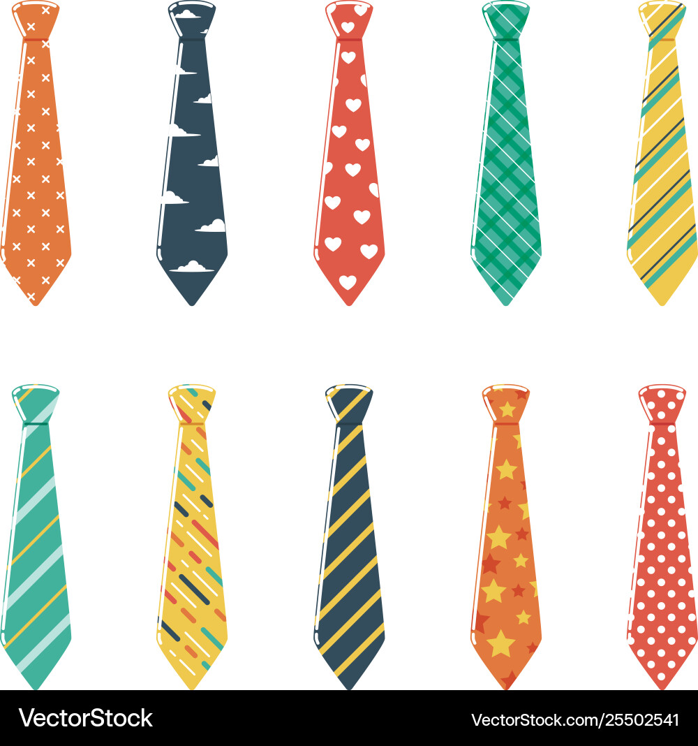 Set neckties with different colors and patterns Set neckties with different colors and patterns vector image