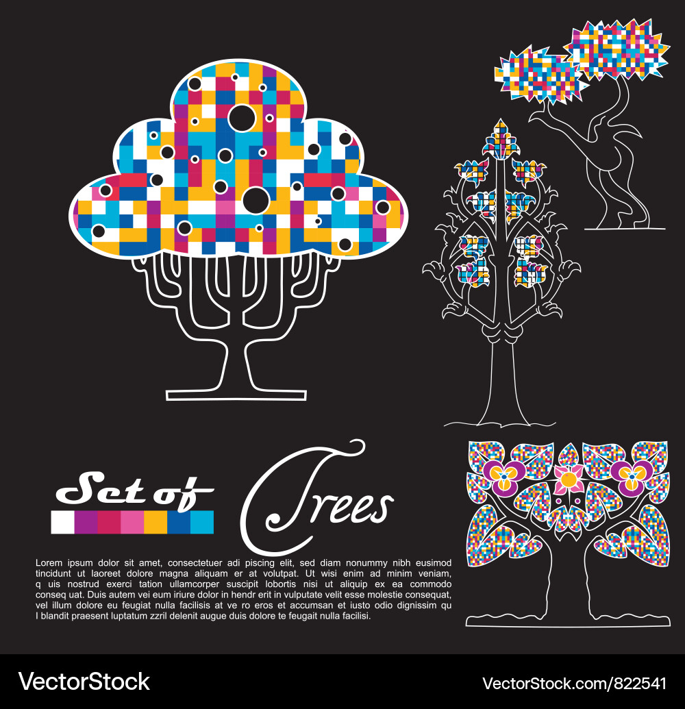 Set of abstract trees Vector Image