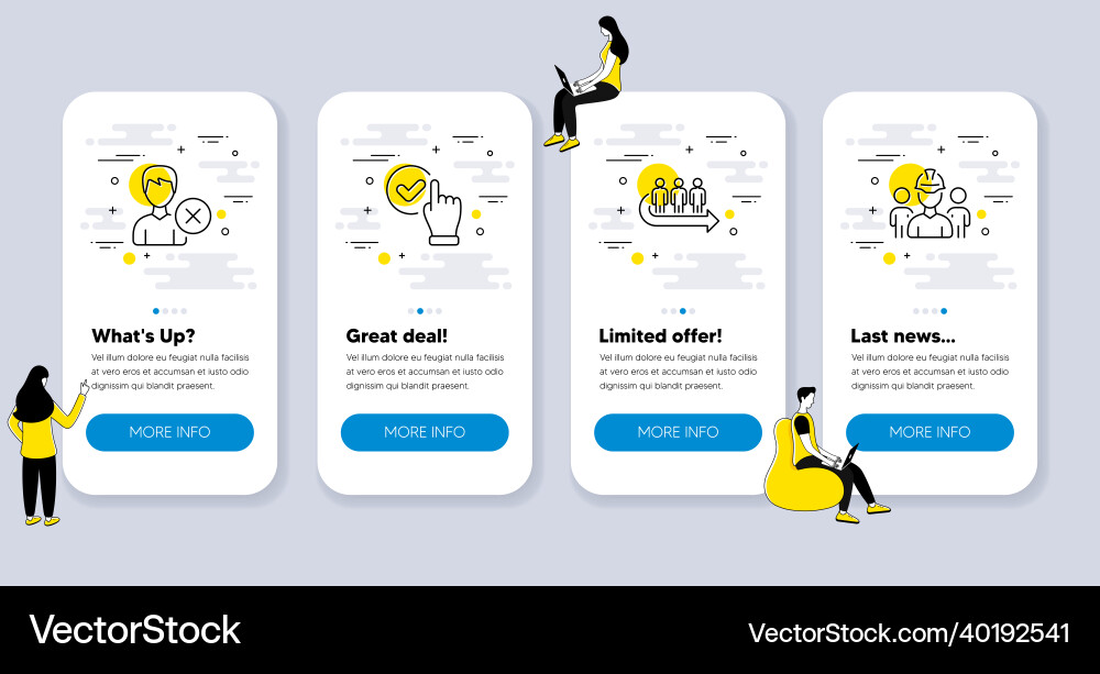 Set of people icons such as queue remove account vector image