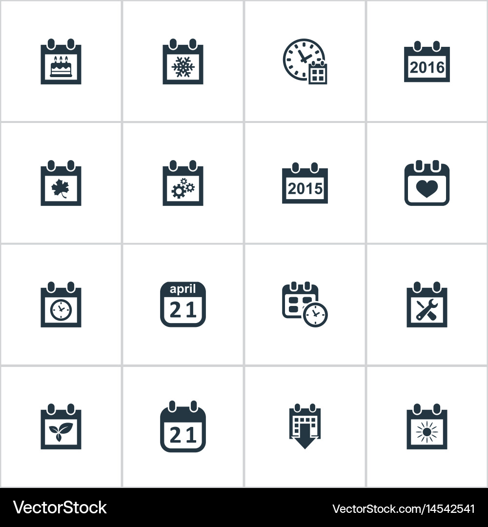 Set of simple date icons vector image