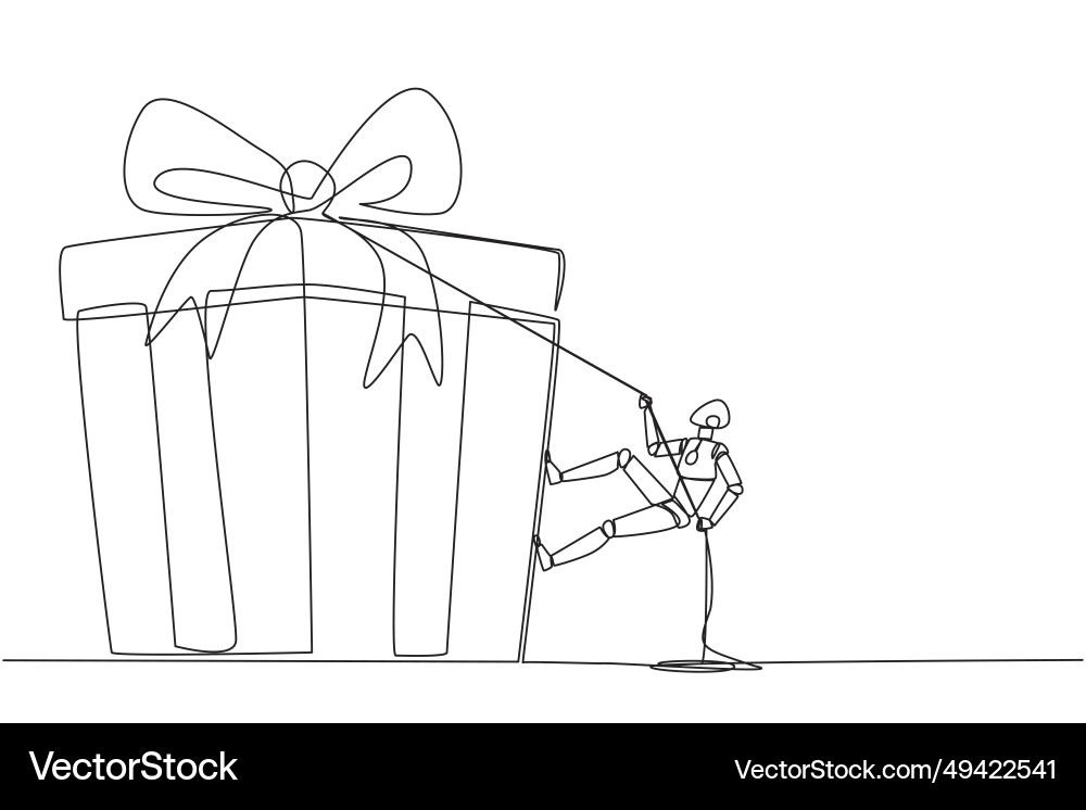 Single continuous line drawing smart robot Single continuous line drawing smart robot vector image