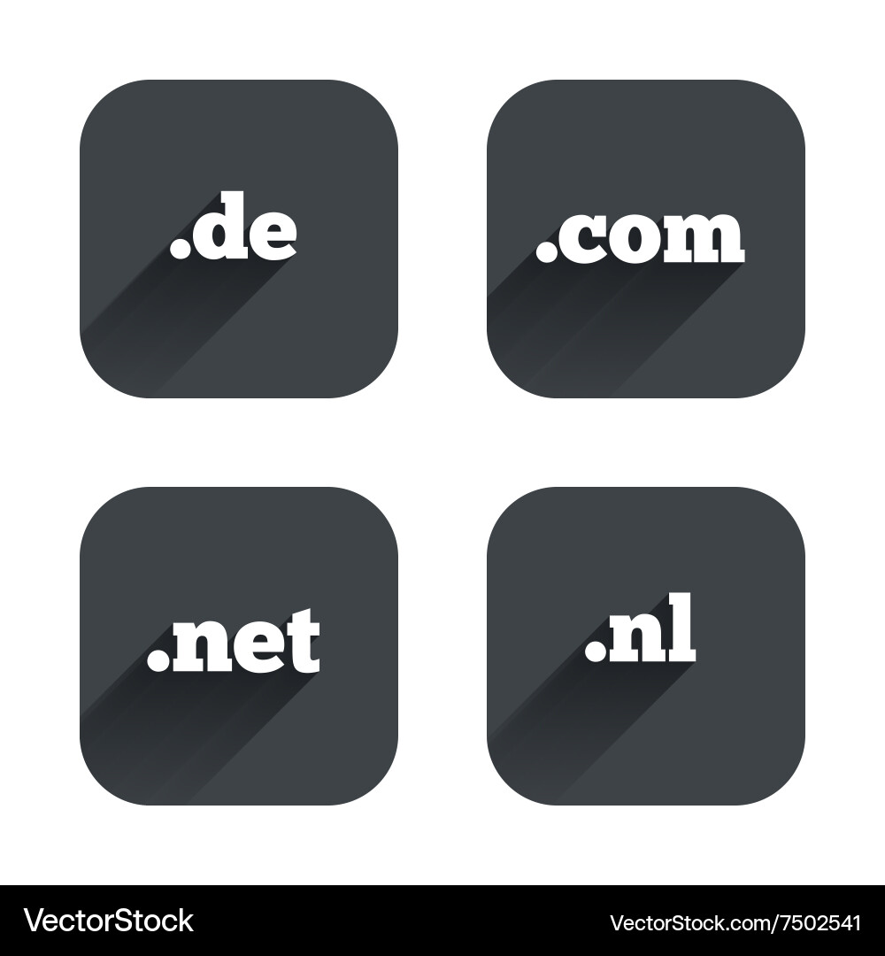 Top-level domains signs de com net and nl Vector Image