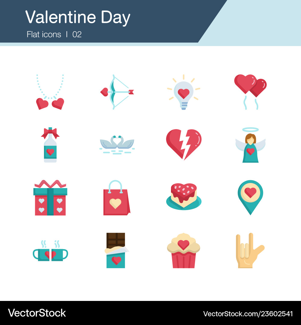 Valentine's Day Icons - Flat Style Vector Image