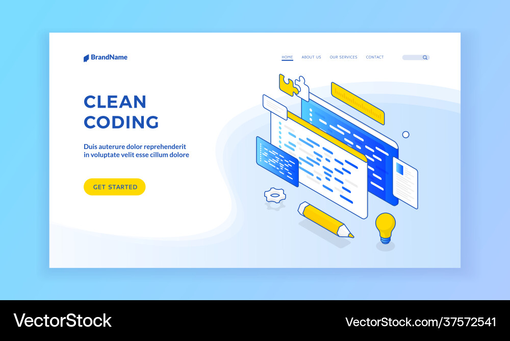 Website offering clean coding Website offering clean coding vector image
