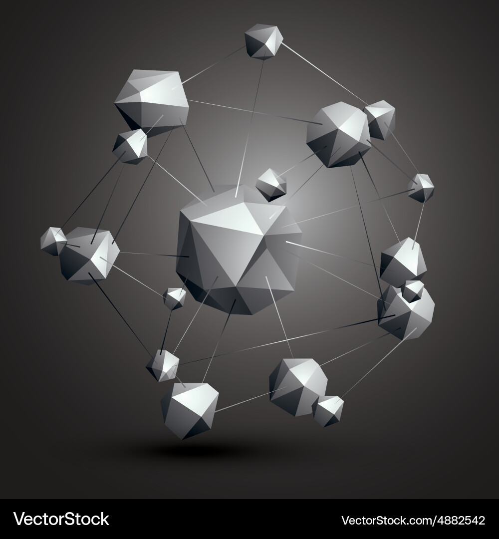 Abstract asymmetric monochrome object constructed vector image
