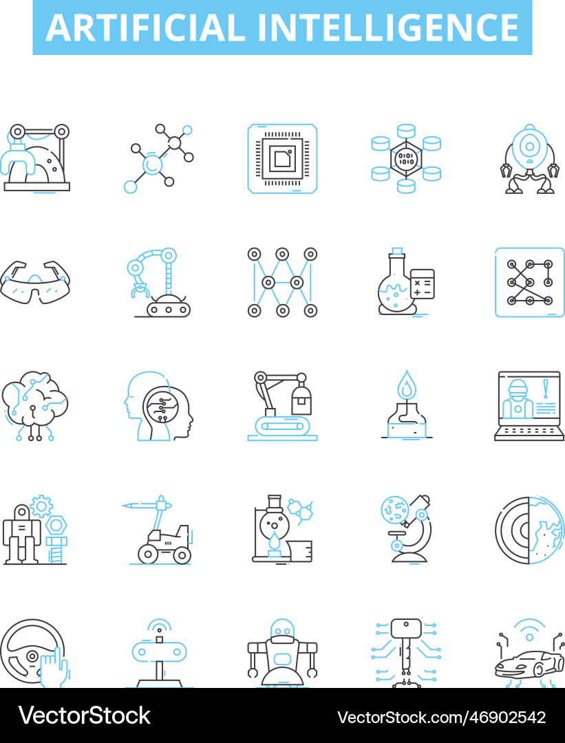 Artificial intelligence line icons set ai Vector Image