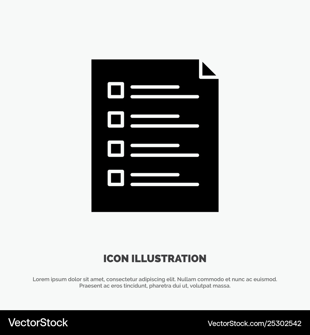 Checklist check file list page task testing solid Checklist check file list page task testing solid vector image